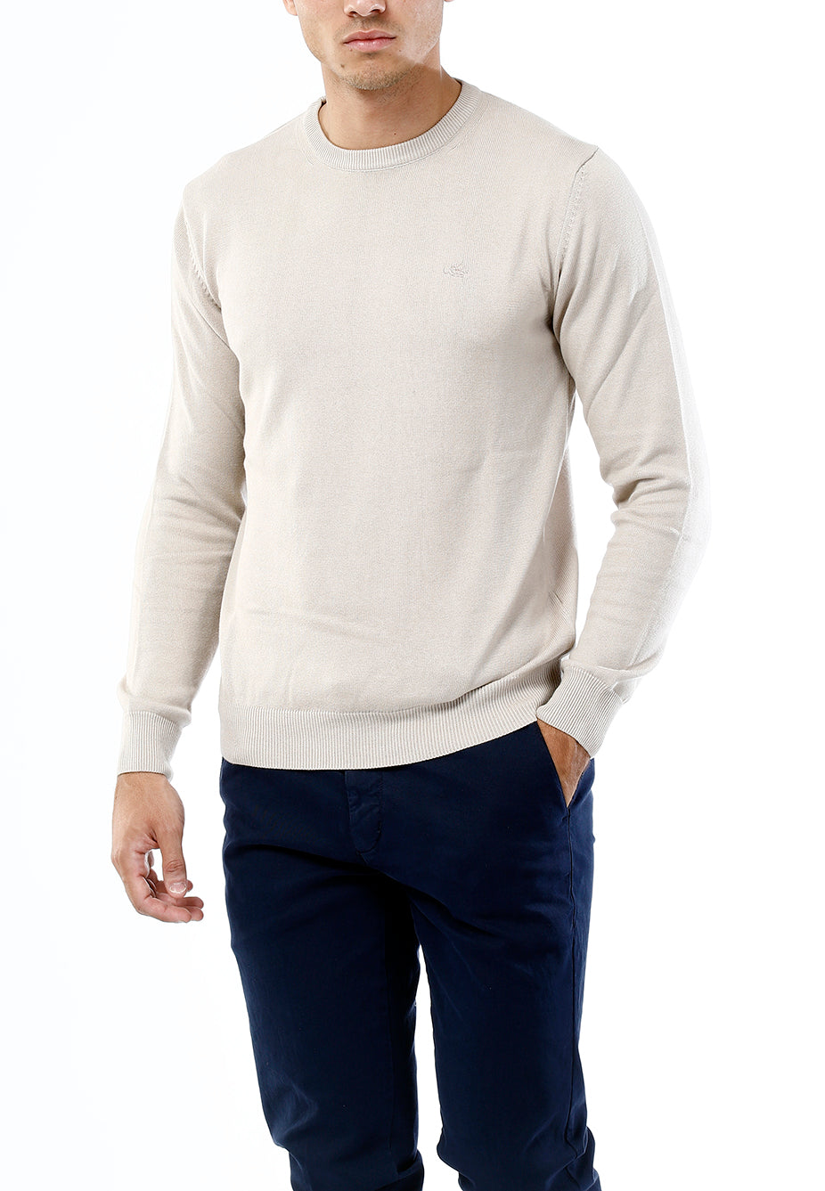 OLD RIVER MAGLIONE GIROCOLLO MINIMAL_SABBIA