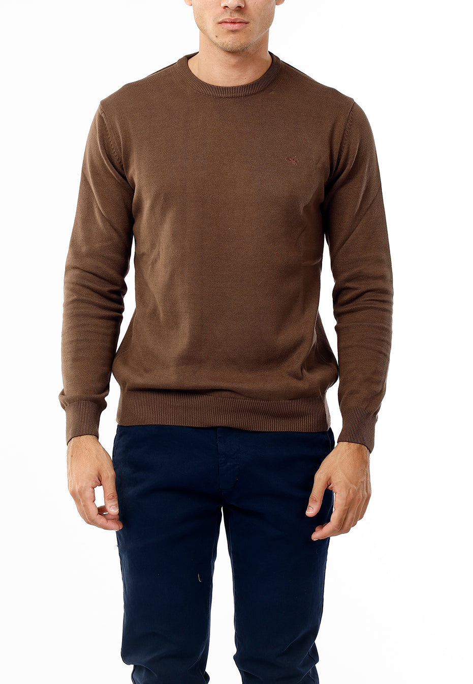 OLD RIVER MAGLIONE GIROCOLLO MINIMAL_TABACCO