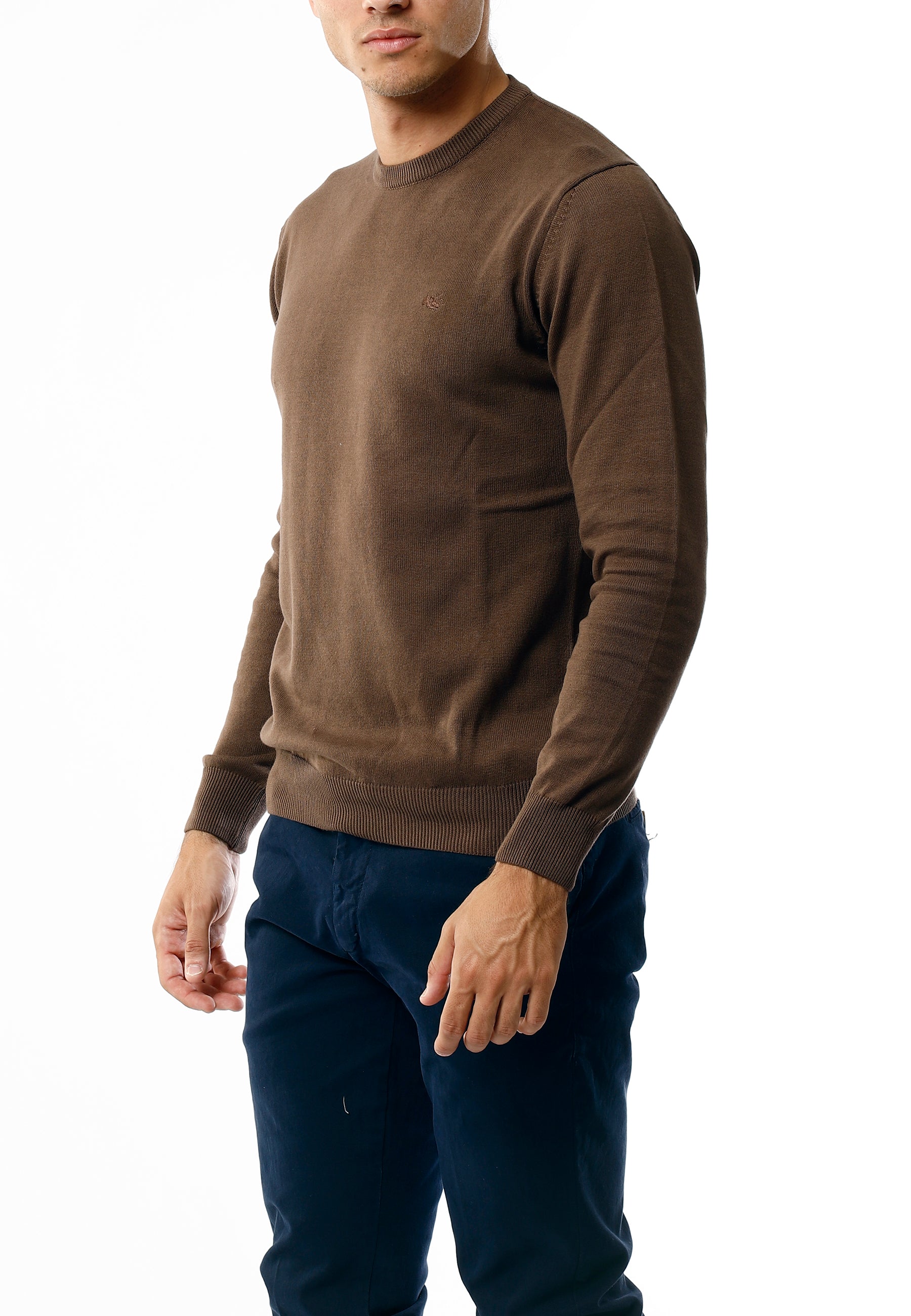 OLD RIVER MAGLIONE GIROCOLLO MINIMAL_TABACCO