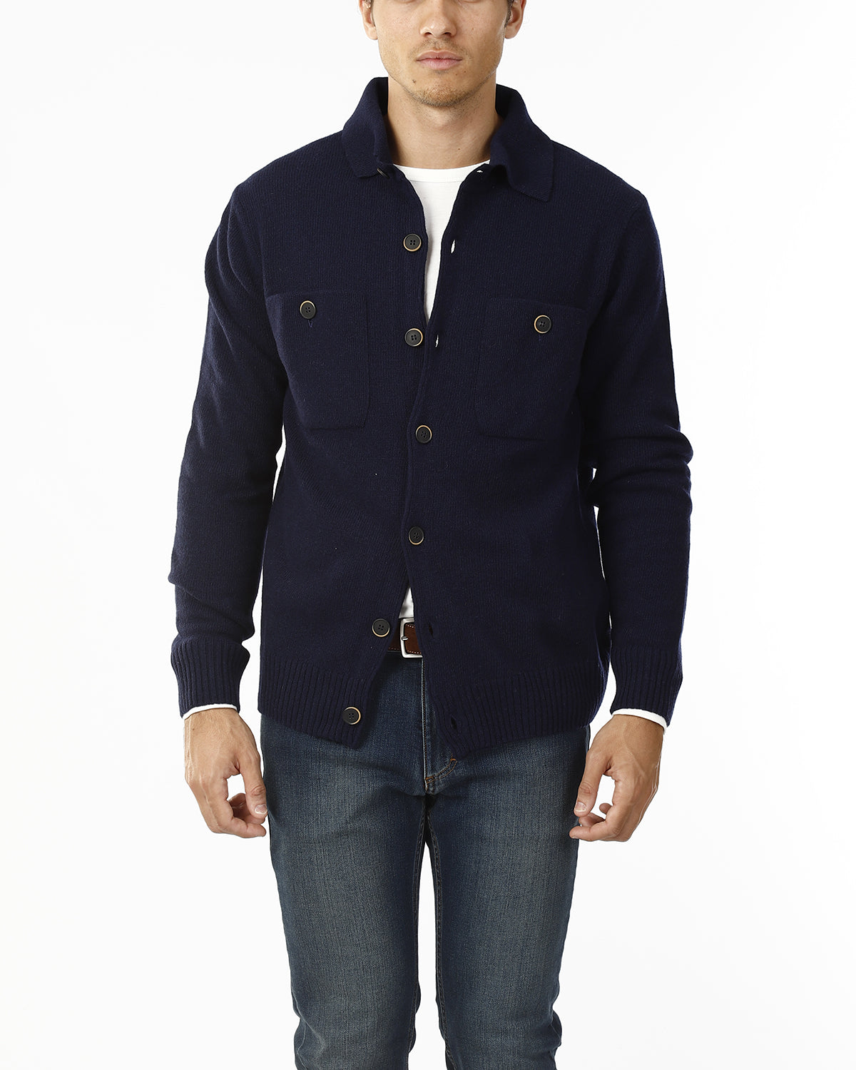 CARDIGAN CON COLLETTO E BOTTONI_BLU