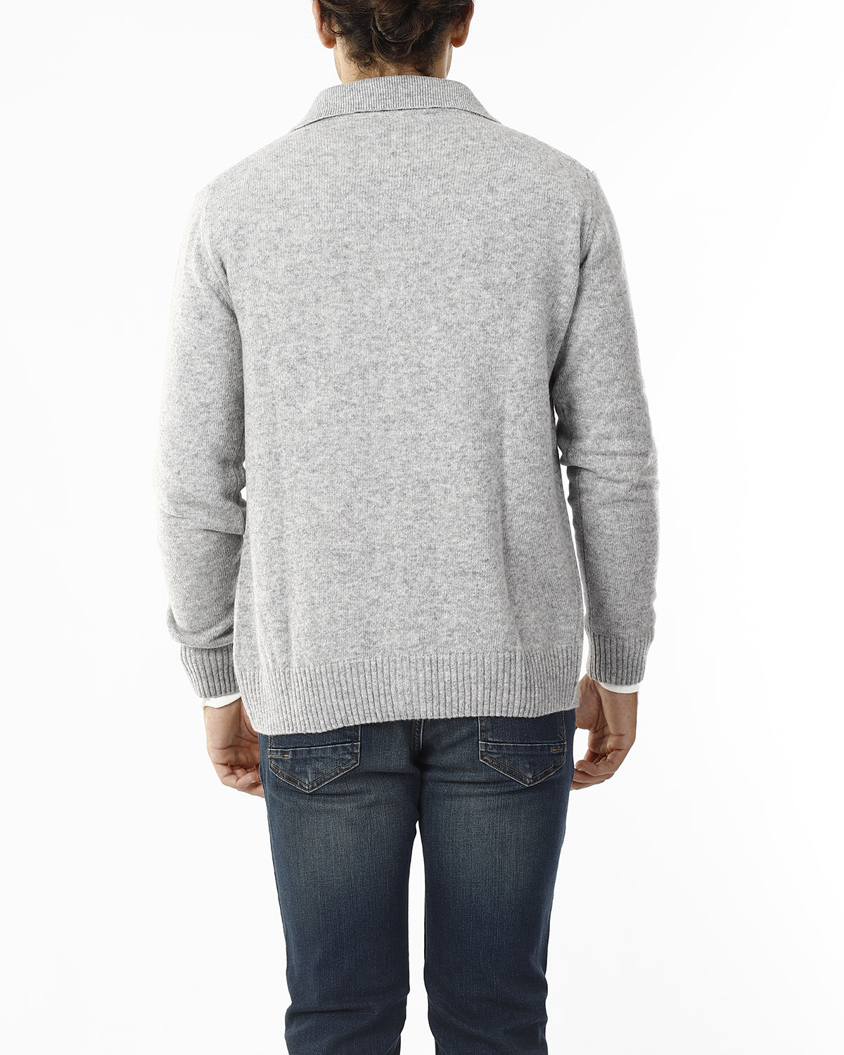 CARDIGAN CON COLLETTO E BOTTONI_GRIGIO