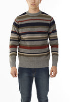 MAGLIONE GIROCOLLO MULTIRIGHE_BOSCO