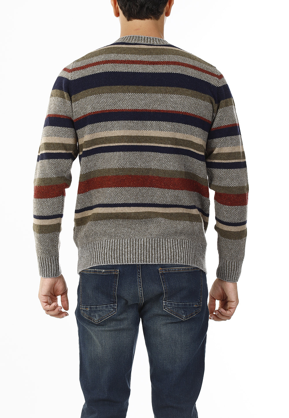 MAGLIONE GIROCOLLO MULTIRIGHE_BOSCO