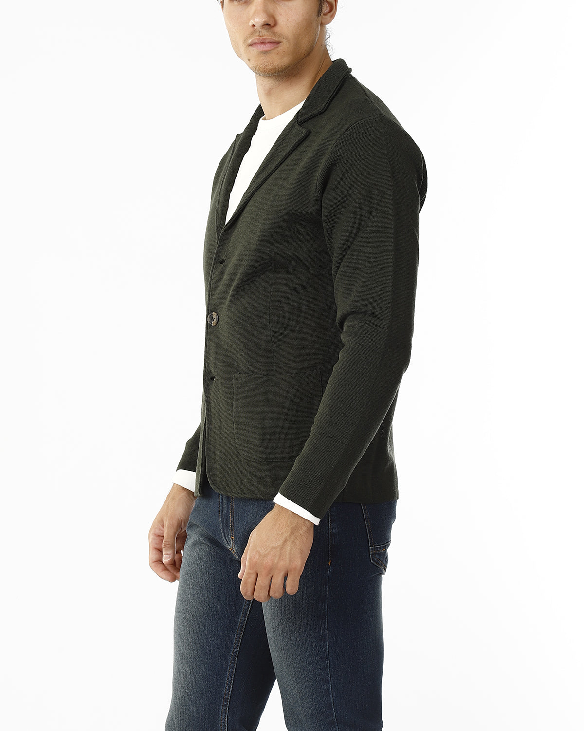 BLAZER IN MAGLIA A 3 BOTTONI_MILITARE