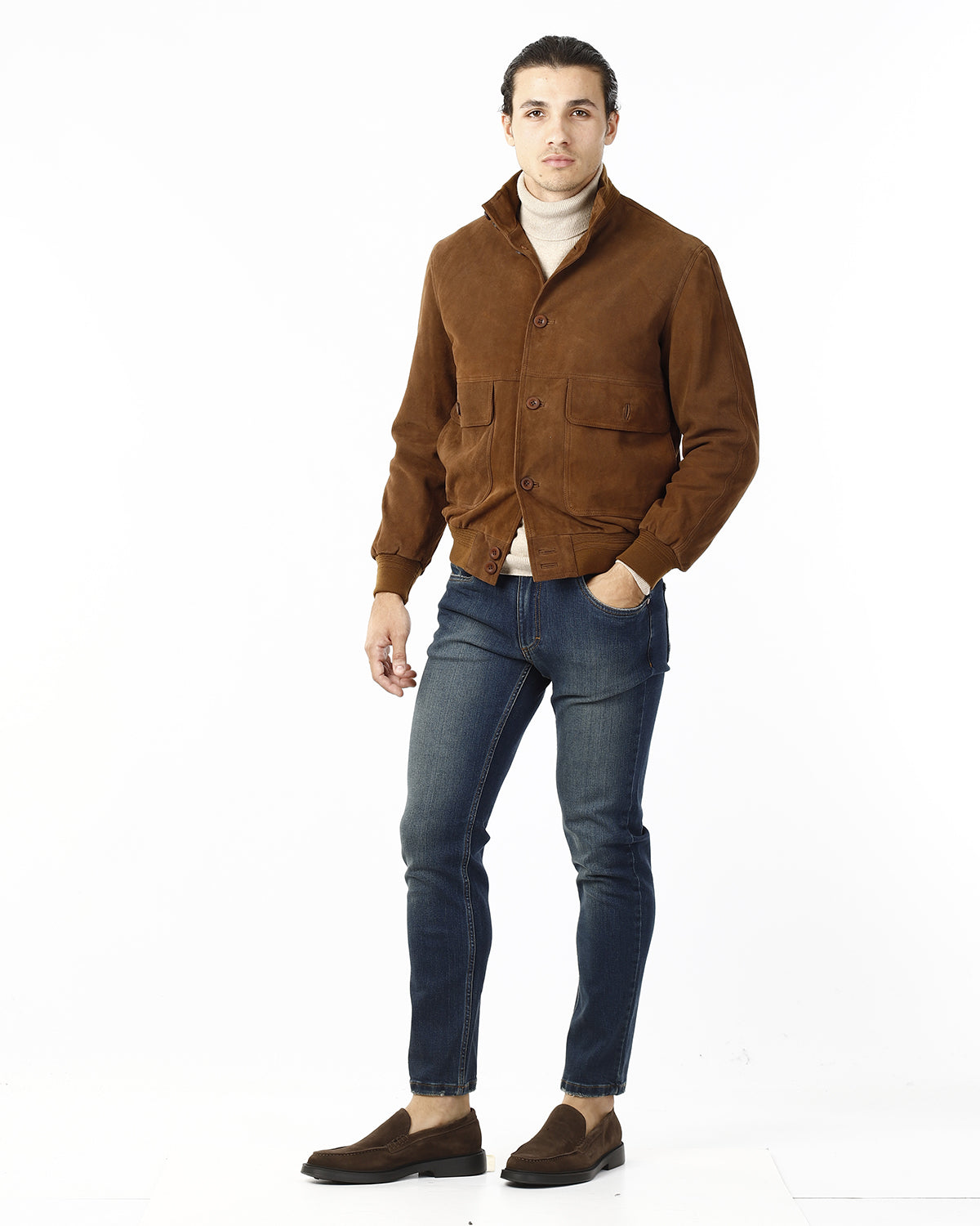 GIACCONE PELLE SCAMOSCIATA_CASTAGNA