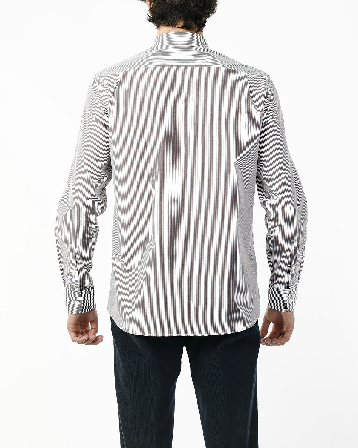 CAMICIA MICRORIGA MARRONE