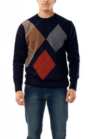 OLD RIVER MAGLIONE GIROCOLLO ROMBI ASIMETTRICI_BLU