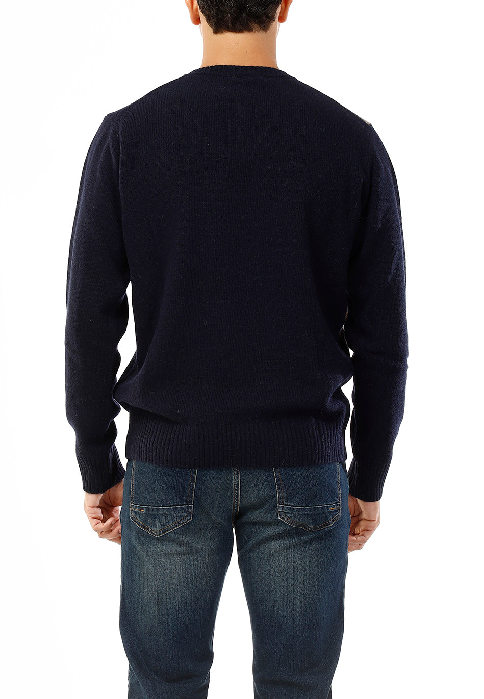 OLD RIVER MAGLIONE GIROCOLLO ROMBI ASIMETTRICI_BLU