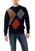 OLD RIVER MAGLIONE GIROCOLLO ROMBI ASIMETTRICI_BLU