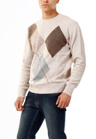 OLD RIVER MAGLIONE GIROCOLLO ROMBI ASIMETTRICI_SABBIA