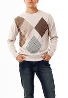 OLD RIVER MAGLIONE GIROCOLLO ROMBI ASIMETTRICI_SABBIA