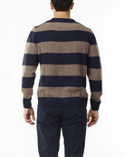 MAGLIONE GIROCOLLO RIGHE DOPPIE_BLU/BEIGE