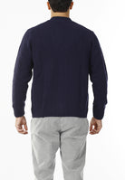 CARDIGAN SCOLLO V LANA SHETLAND 100%_BLU