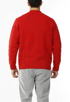 CARDIGAN SCOLLO V LANA SHETLAND 100%_ROSSO
