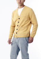 CARDIGAN SCOLLO V LANA SHETLAND 100%_GIALLO
