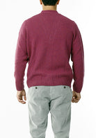 CARDIGAN SCOLLO V LANA SHETLAND 100%_VIOLA