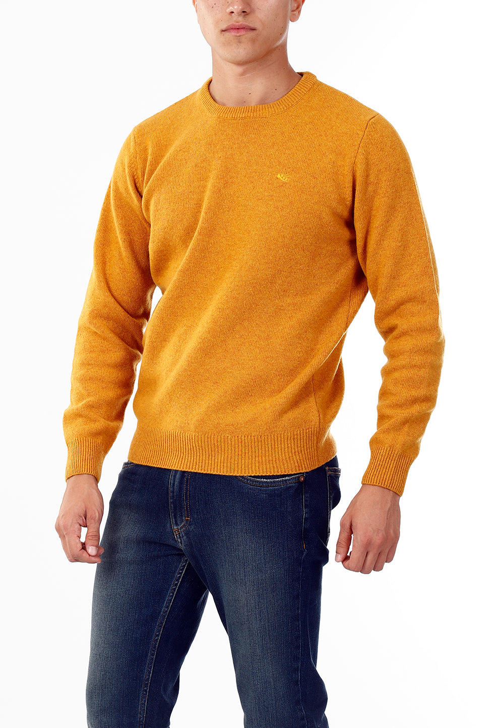 OLD RIVER MAGLIONE GIROCOLLO MINIMAL LANA_SENAPE