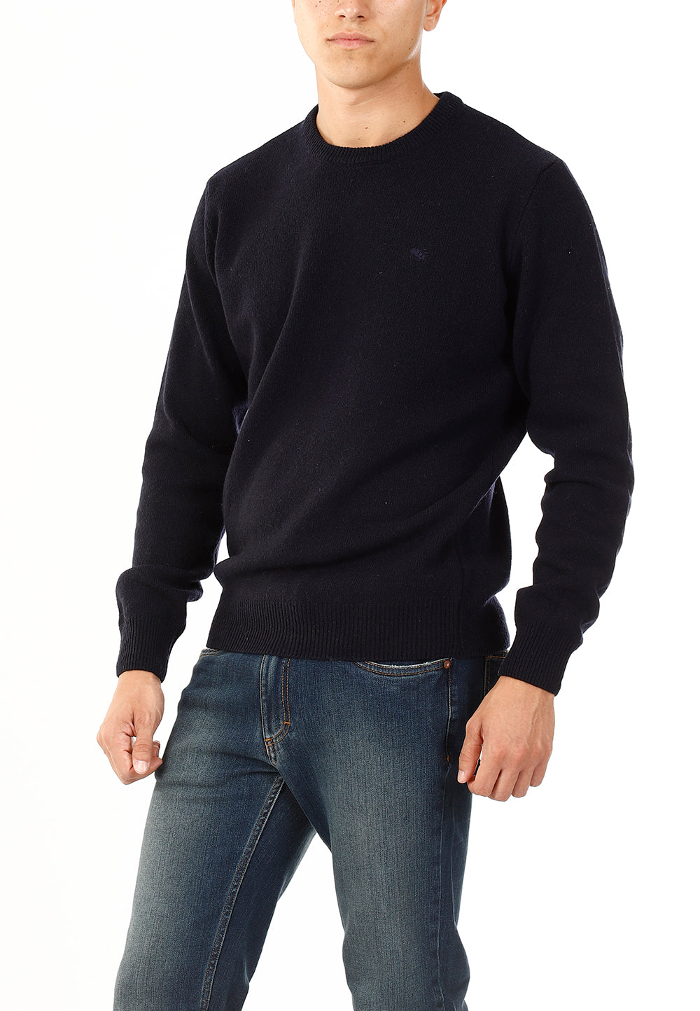 OLD RIVER MAGLIONE GIROCOLLO MINIMAL LANA_BLU