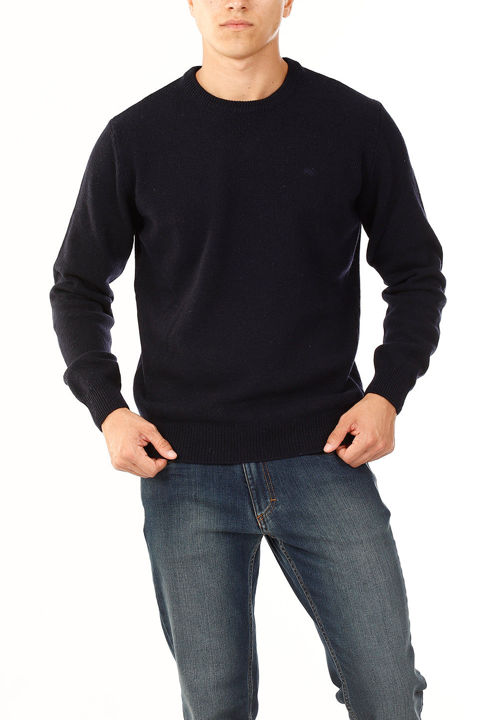 OLD RIVER MAGLIONE GIROCOLLO MINIMAL LANA_BLU