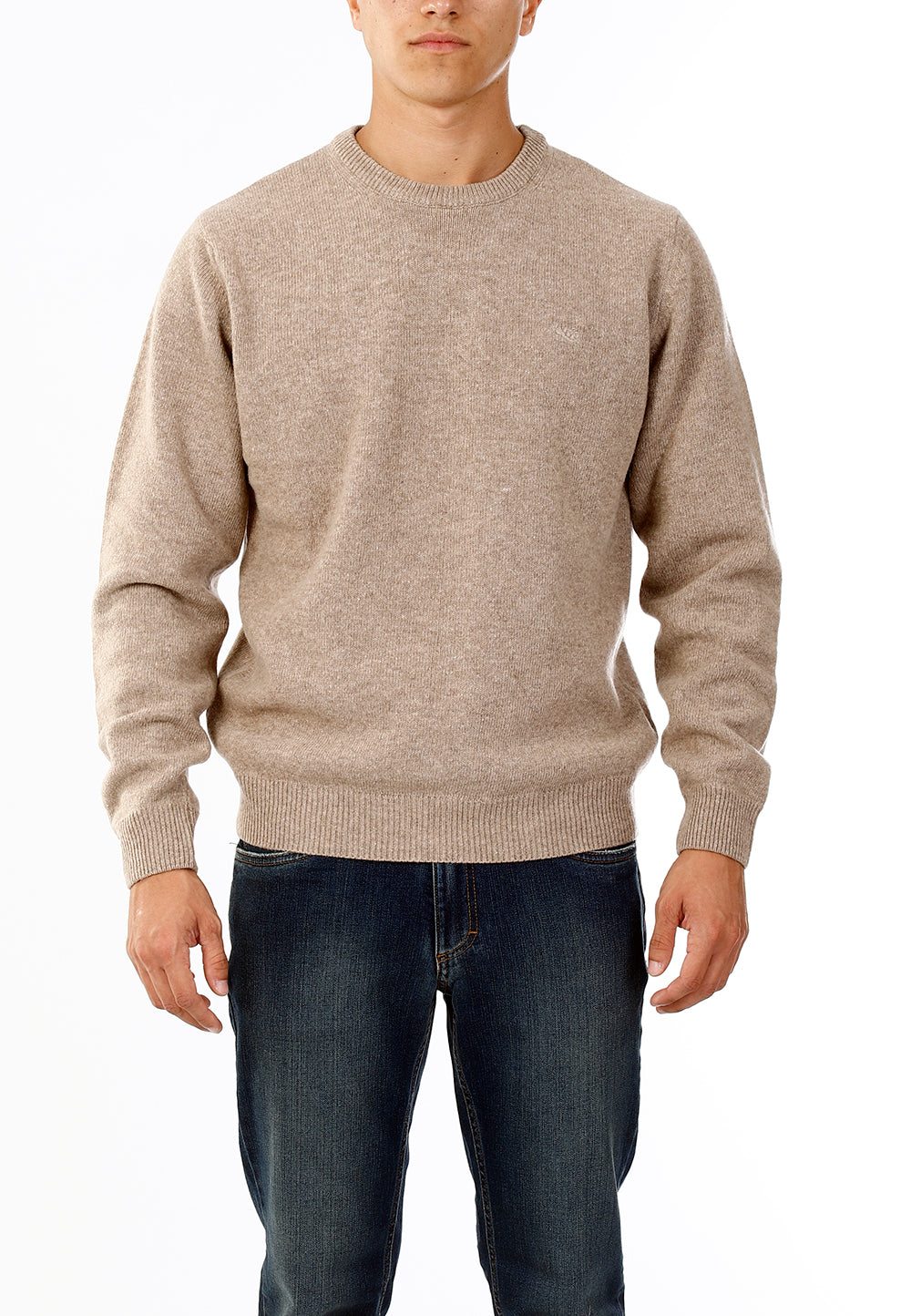 OLD RIVER MAGLIONE GIROCOLLO MINIMAL LANA_BEIGE