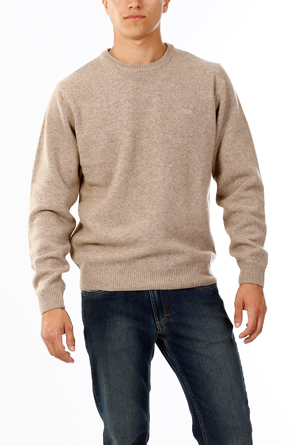 OLD RIVER MAGLIONE GIROCOLLO MINIMAL LANA_BEIGE