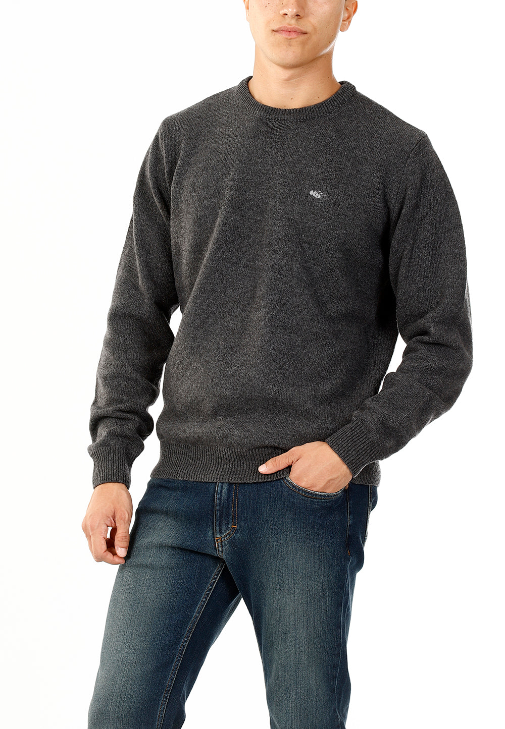 OLD RIVER MAGLIONE GIROCOLLO MINIMAL LANA_GRIGIO