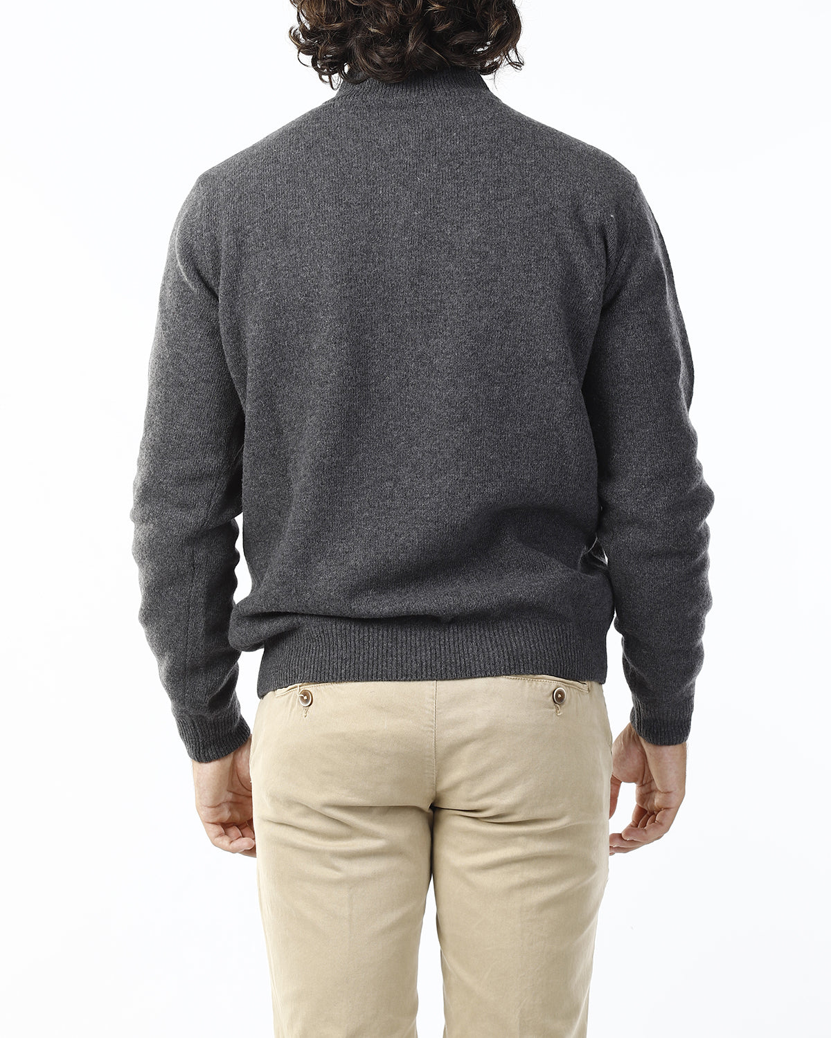 MAGLIONE CON LUPETTO MEZZA ZIP_GRIGIO ANTRACITE