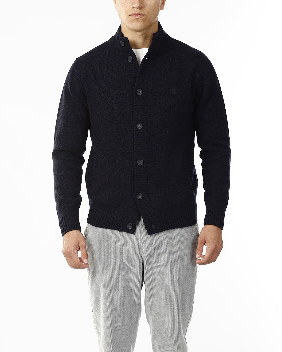 CARDIGAN COLLO ALTO CON BOTTONI_BLU