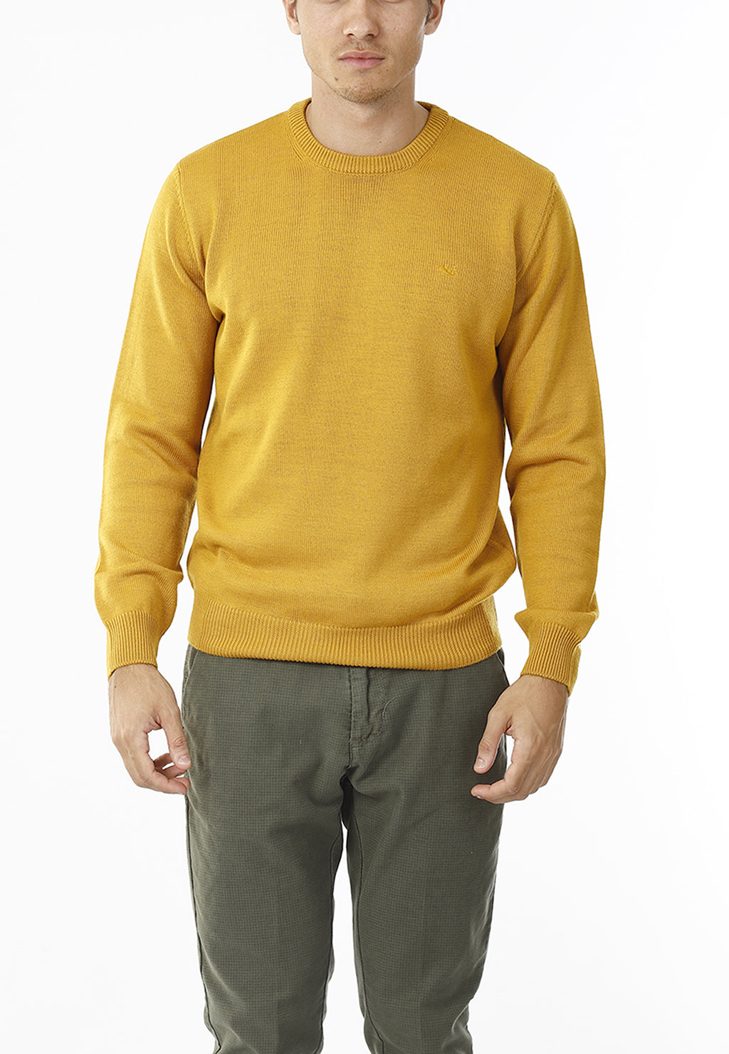 MAGLIONE GIROCOLLO MINIMAL MISTO LANA_SENAPE