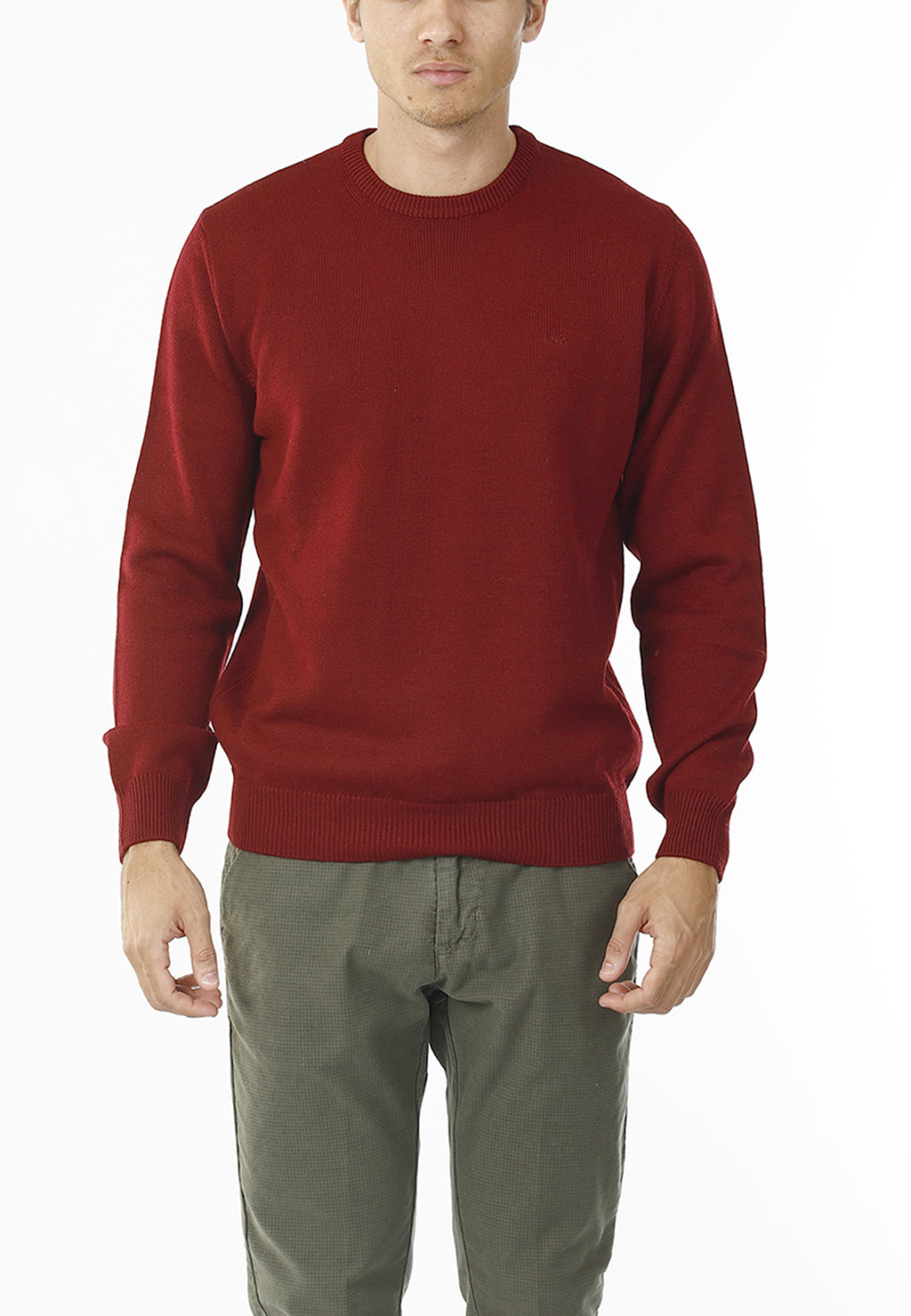 MAGLIONE GIROCOLLO MINIMAL MISTO LANA_ROSSO