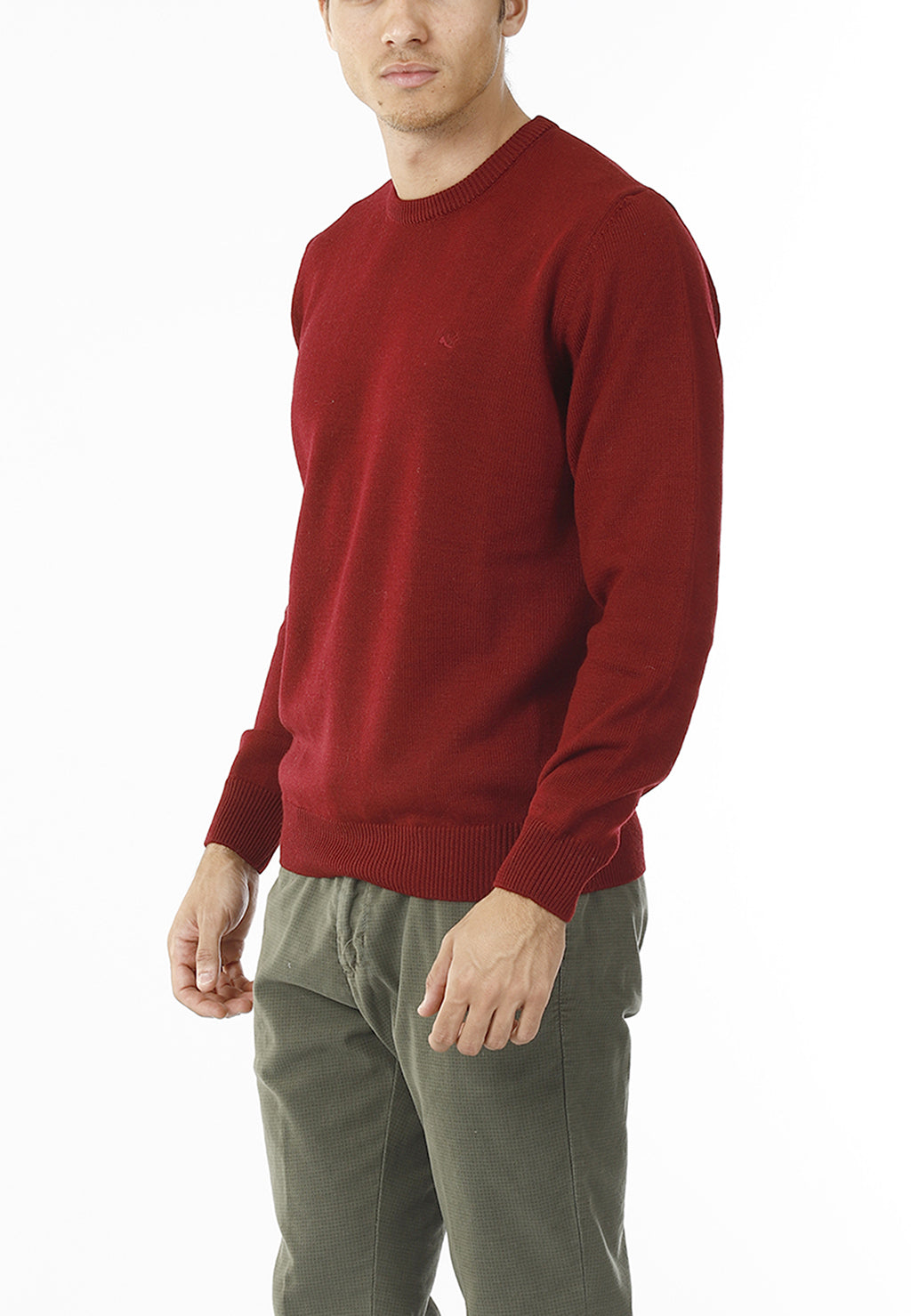 MAGLIONE GIROCOLLO MINIMAL MISTO LANA_ROSSO