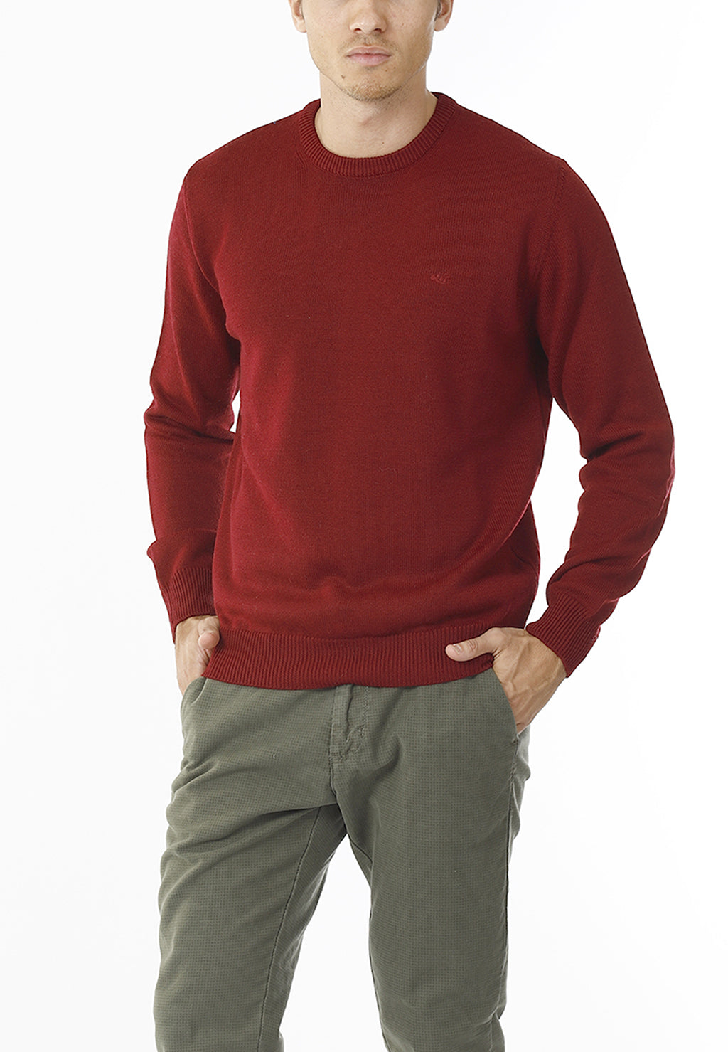 MAGLIONE GIROCOLLO MINIMAL MISTO LANA_ROSSO