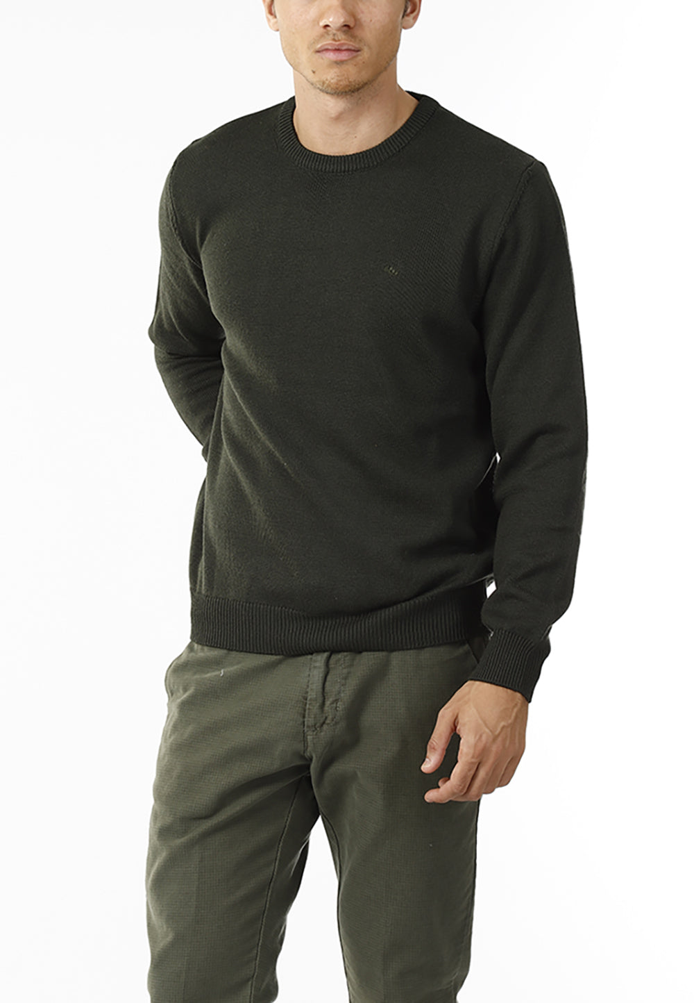 AGLIONE GIROCOLLO MINIMAL MISTO LANA_MILITARE