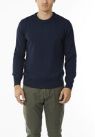 MAGLIONE GIROCOLLO MINIMAL MISTO LANA_BLU