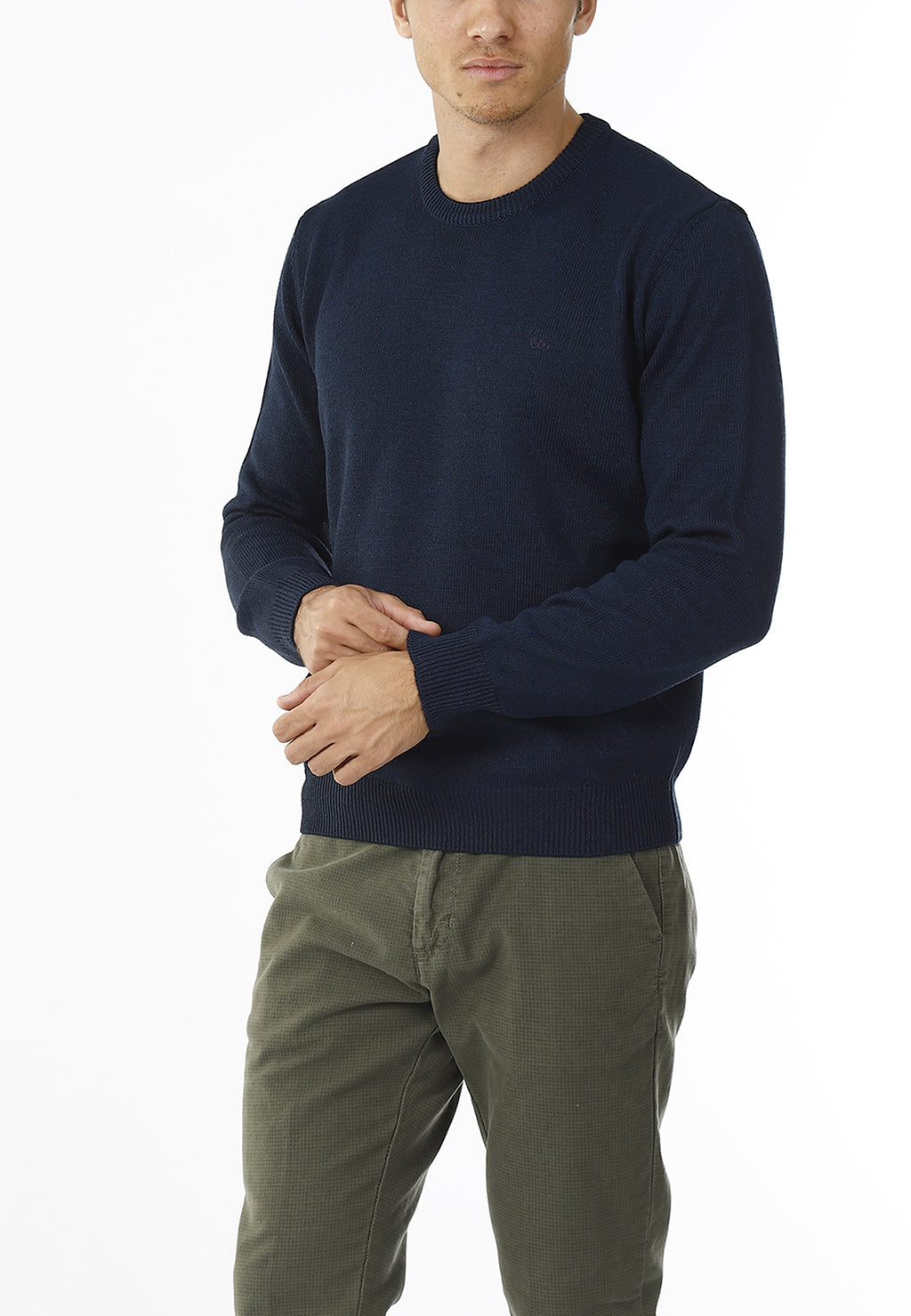 MAGLIONE GIROCOLLO MINIMAL MISTO LANA_BLU