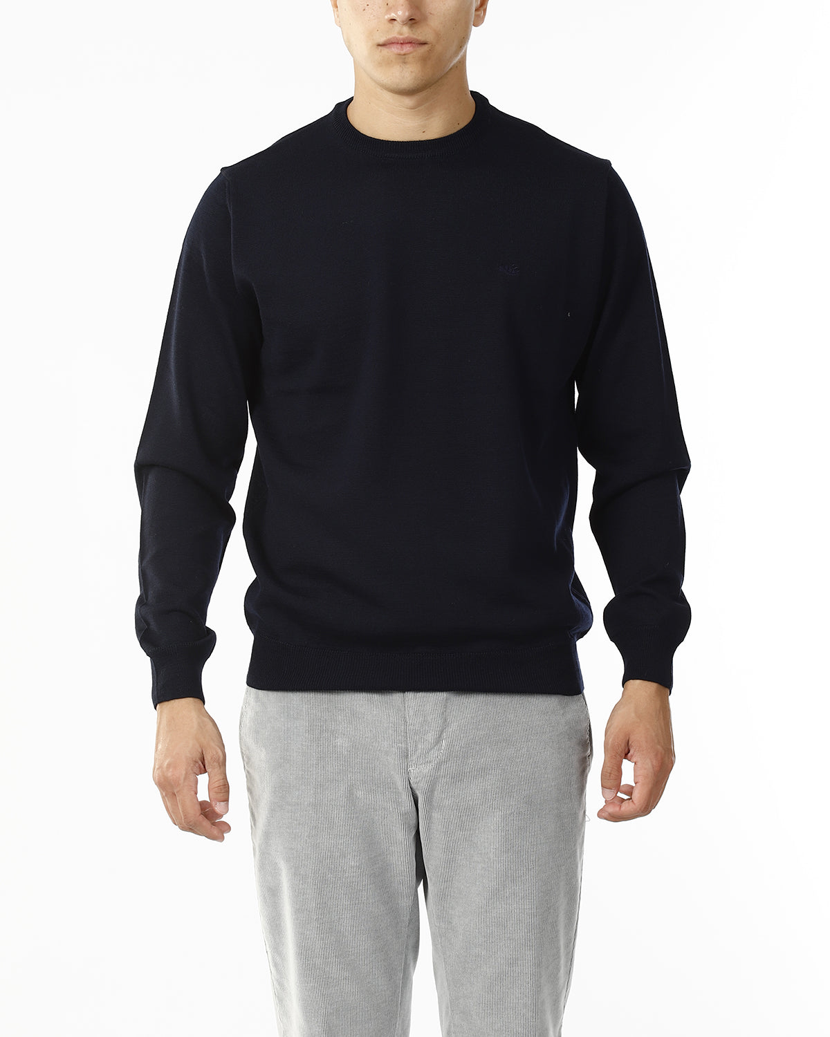 MAGLIONE GIROCOLLO MISTO LANA RASATA_BLU