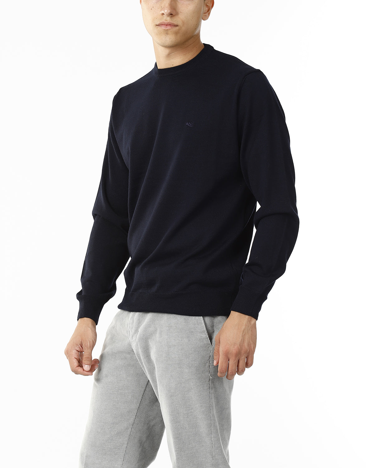 MAGLIONE GIROCOLLO MISTO LANA RASATA_BLU