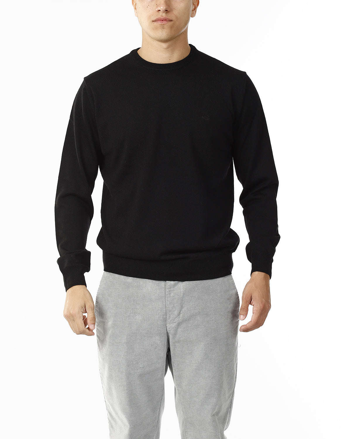 MAGLIONE GIROCOLLO MISTO LANA RASATA_NERO