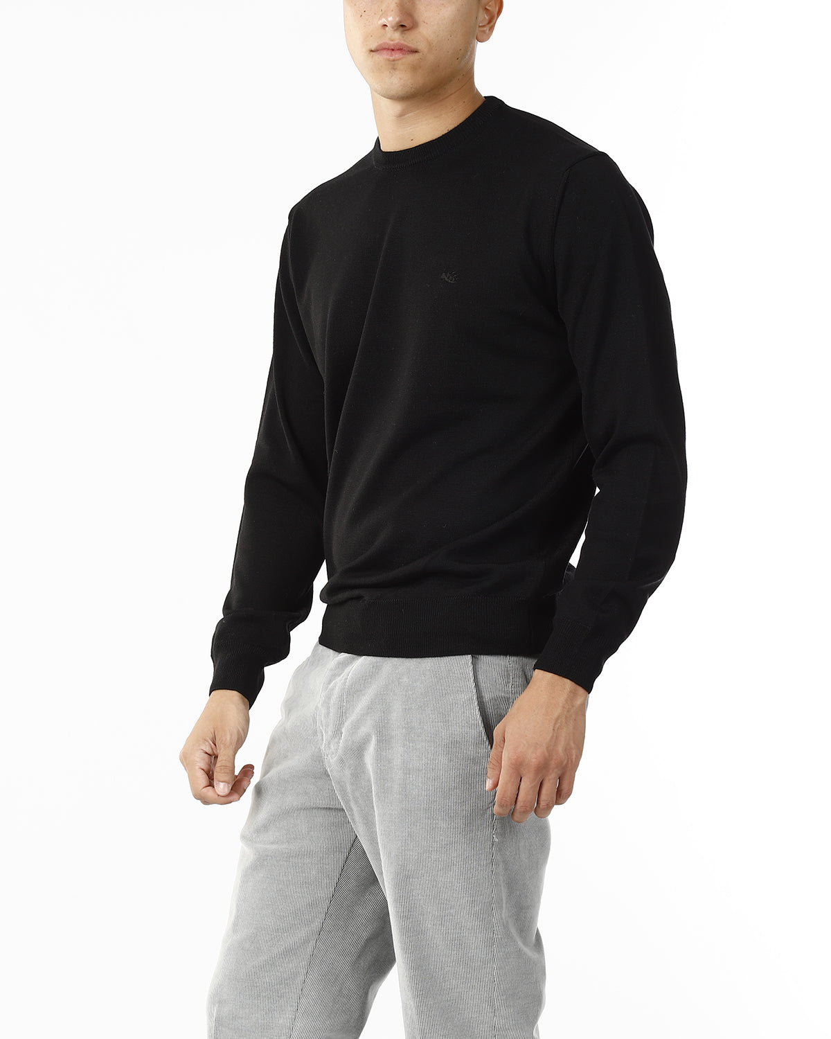 MAGLIONE GIROCOLLO MISTO LANA RASATA_NERO