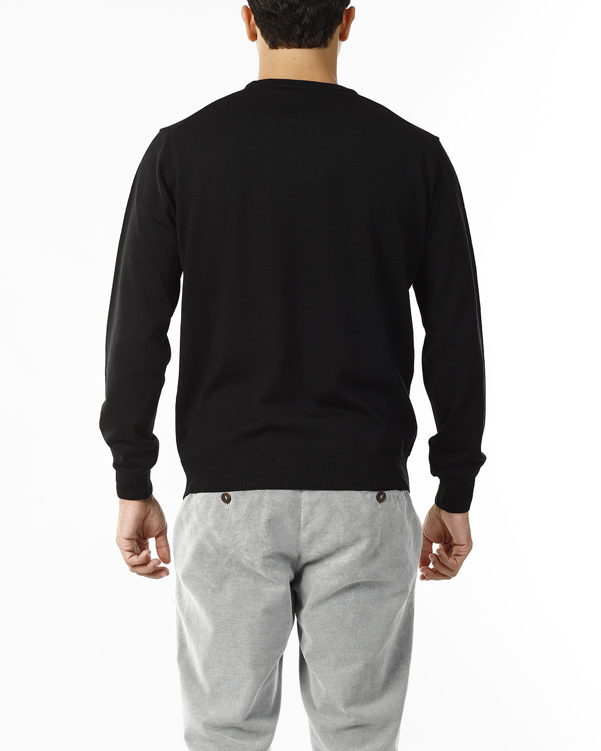 MAGLIONE GIROCOLLO MISTO LANA RASATA_NERO