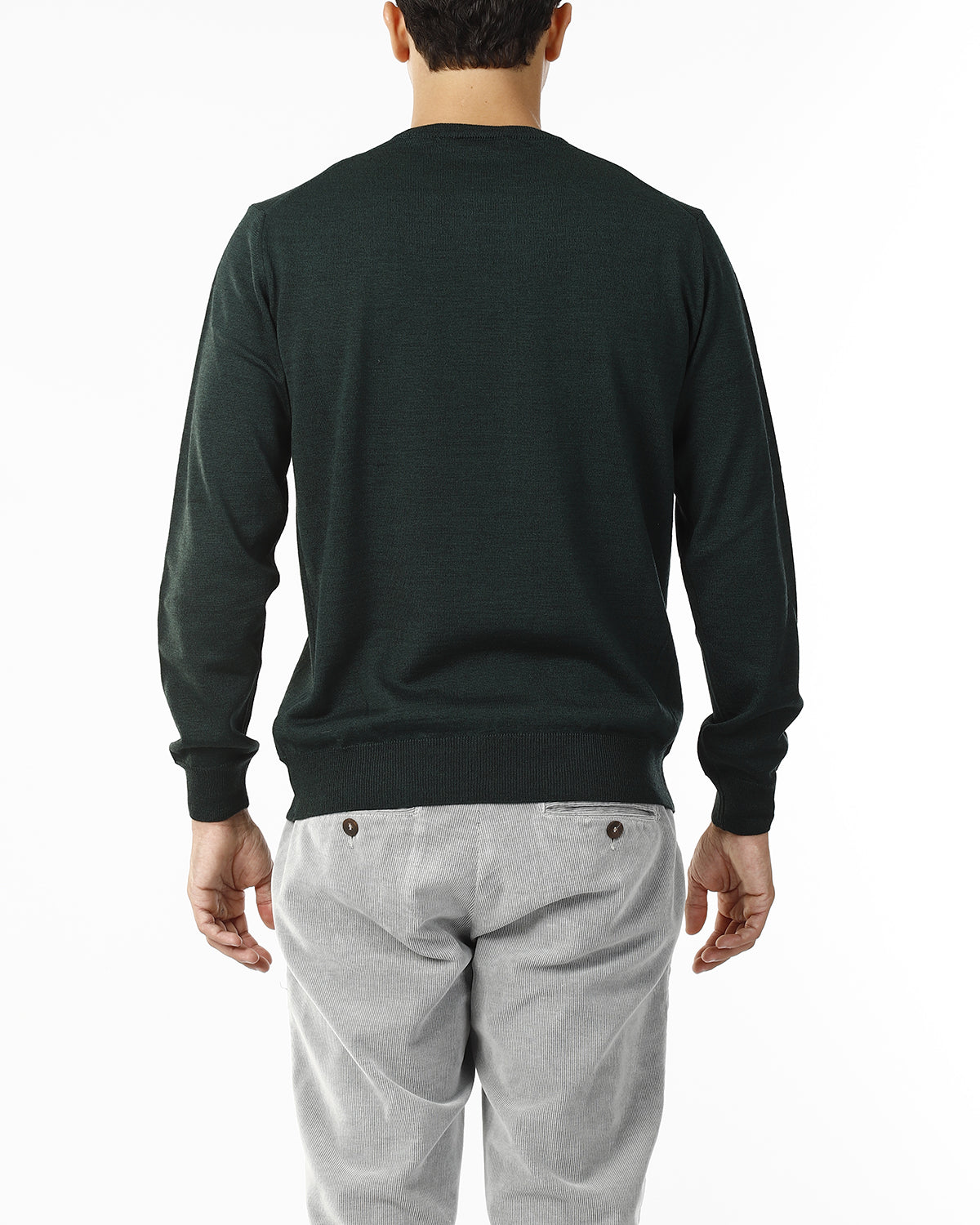 MAGLIONE GIROCOLLO MISTO LANA RASATA_VERDE