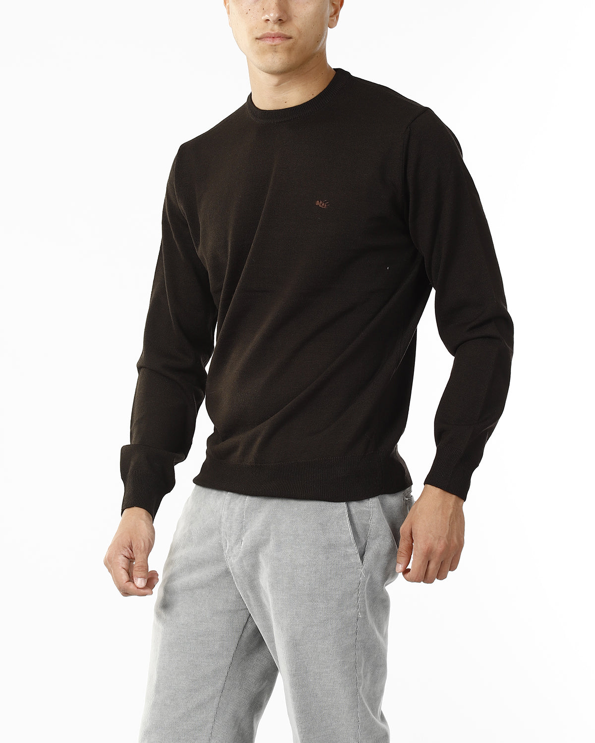 MAGLIONE GIROCOLLO MISTO LANA RASATA_CASTAGNA