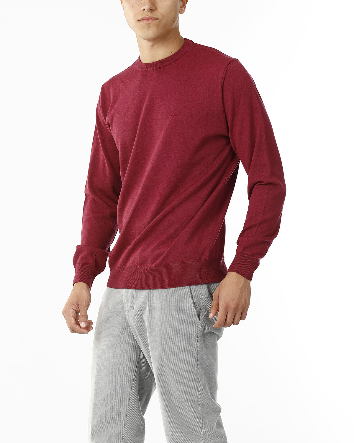 MAGLIONE GIROCOLLO MISTO LANA RASATA_LAMPONE