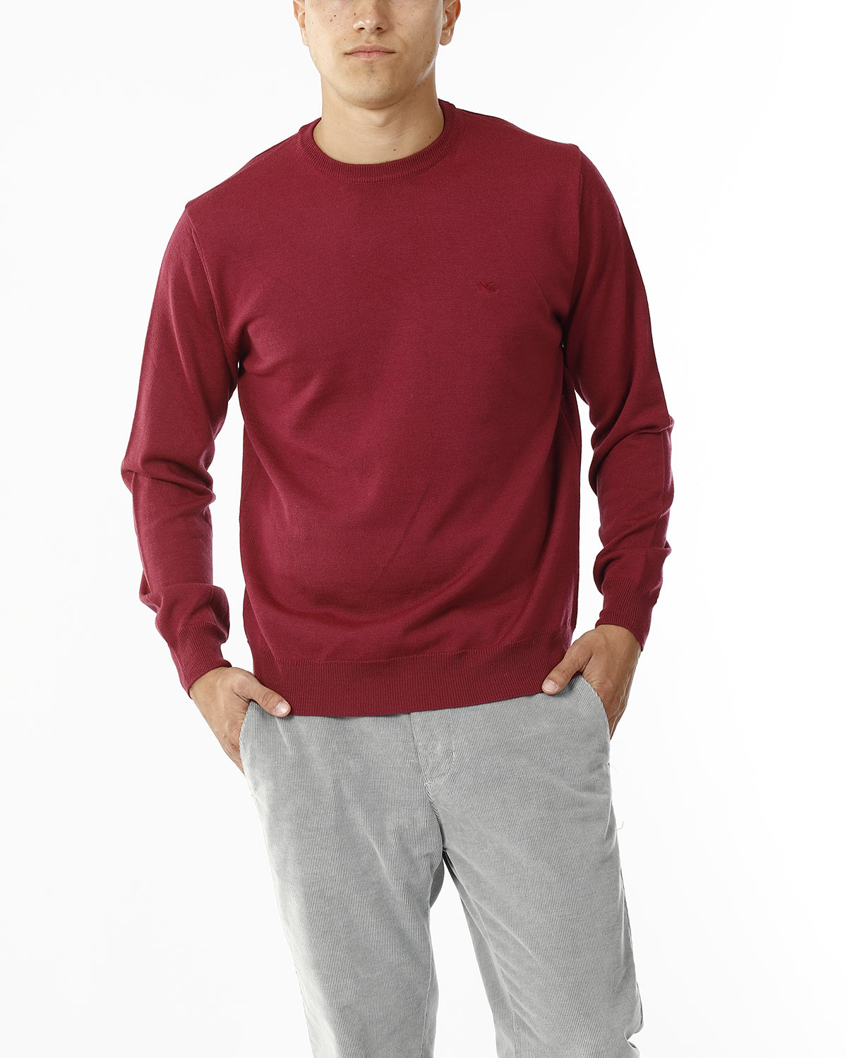 MAGLIONE GIROCOLLO MISTO LANA RASATA_LAMPONE