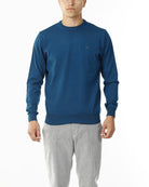 MAGLIONE GIROCOLLO MISTO LANA RASATA_PETROLIO