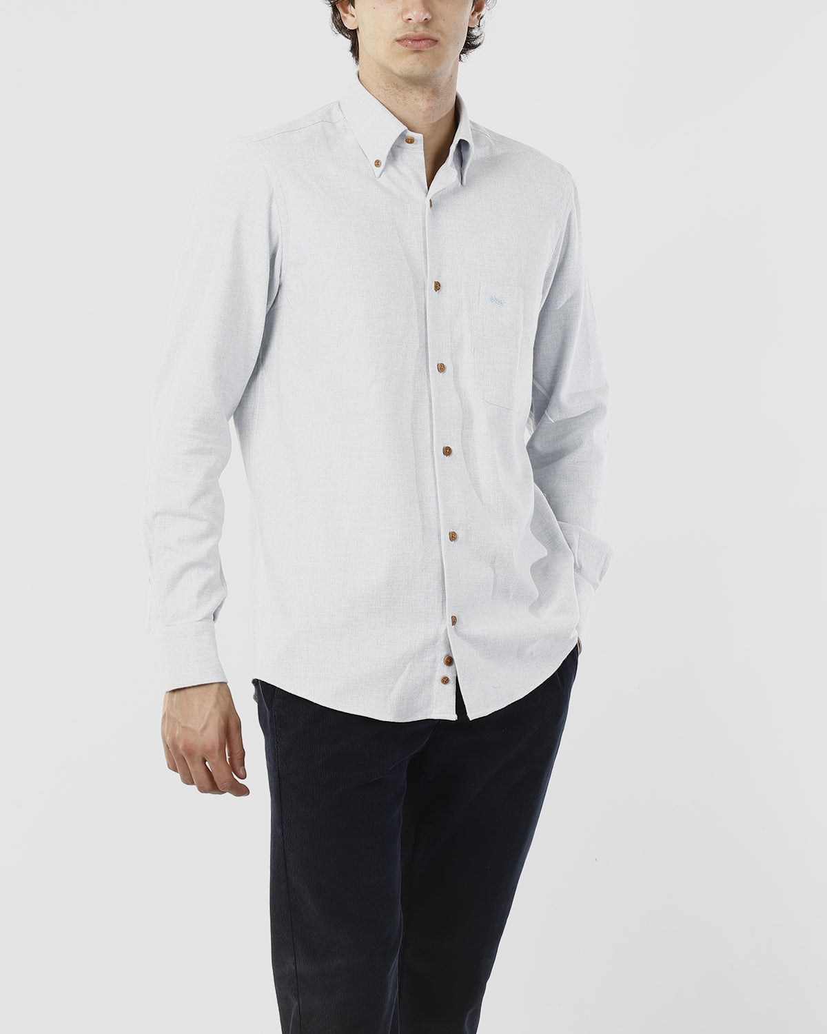 CAMICIA FLANELLA MICROFANTASIA_CELESTE