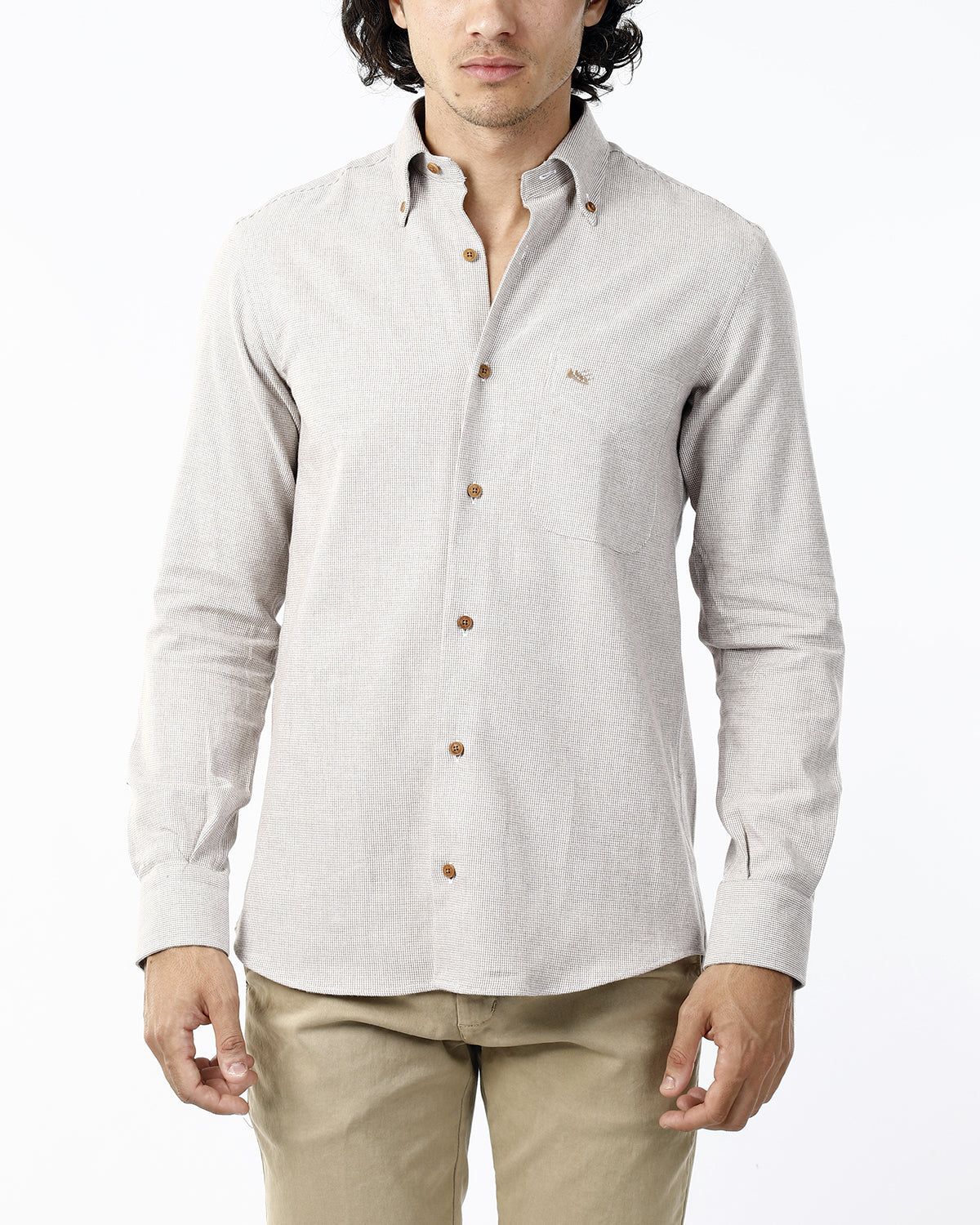CAMICIA FLANELLA MICROFANTASIA_BEIGE