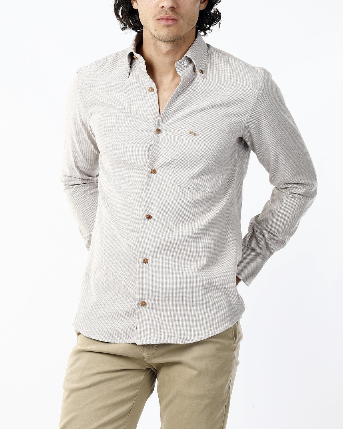CAMICIA FLANELLA MICROFANTASIA_BEIGE