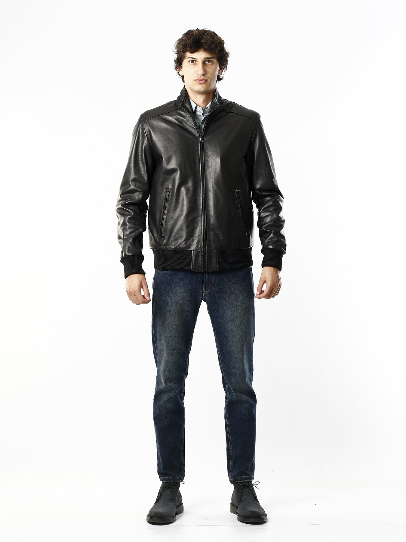 OLD RIVER BOMBER PELLE 100%_NERO