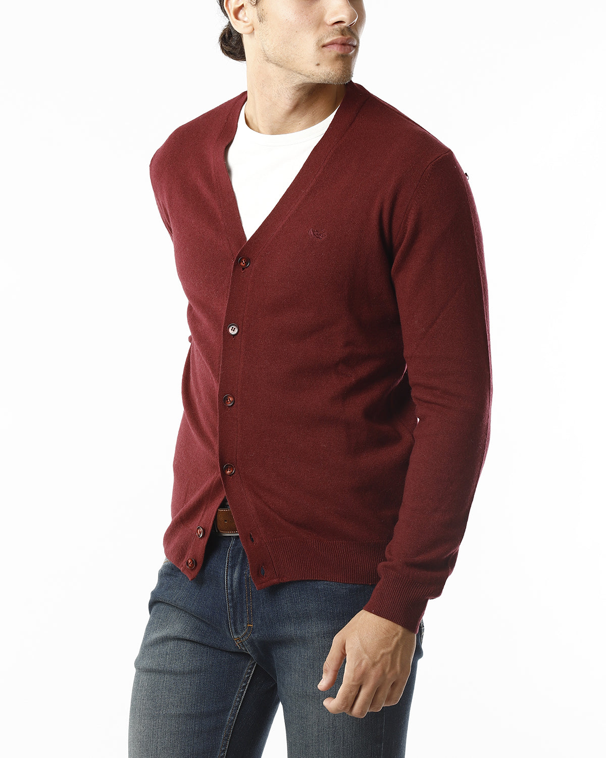 CARDIGAN MAGLIA RASATISSIMA_BORDEAUX